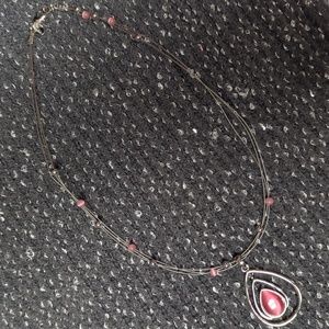 Lia Sophia silver 16-inch pink pendant beaded necklace same day shipping
